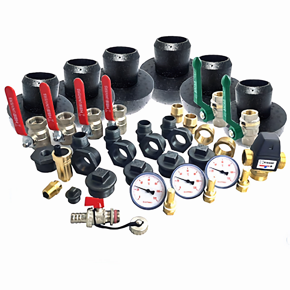 Assorted plumbing fittings for anschlusspaket hygienespeicher, DVGW geprüft, brauchwassermischer hydromix