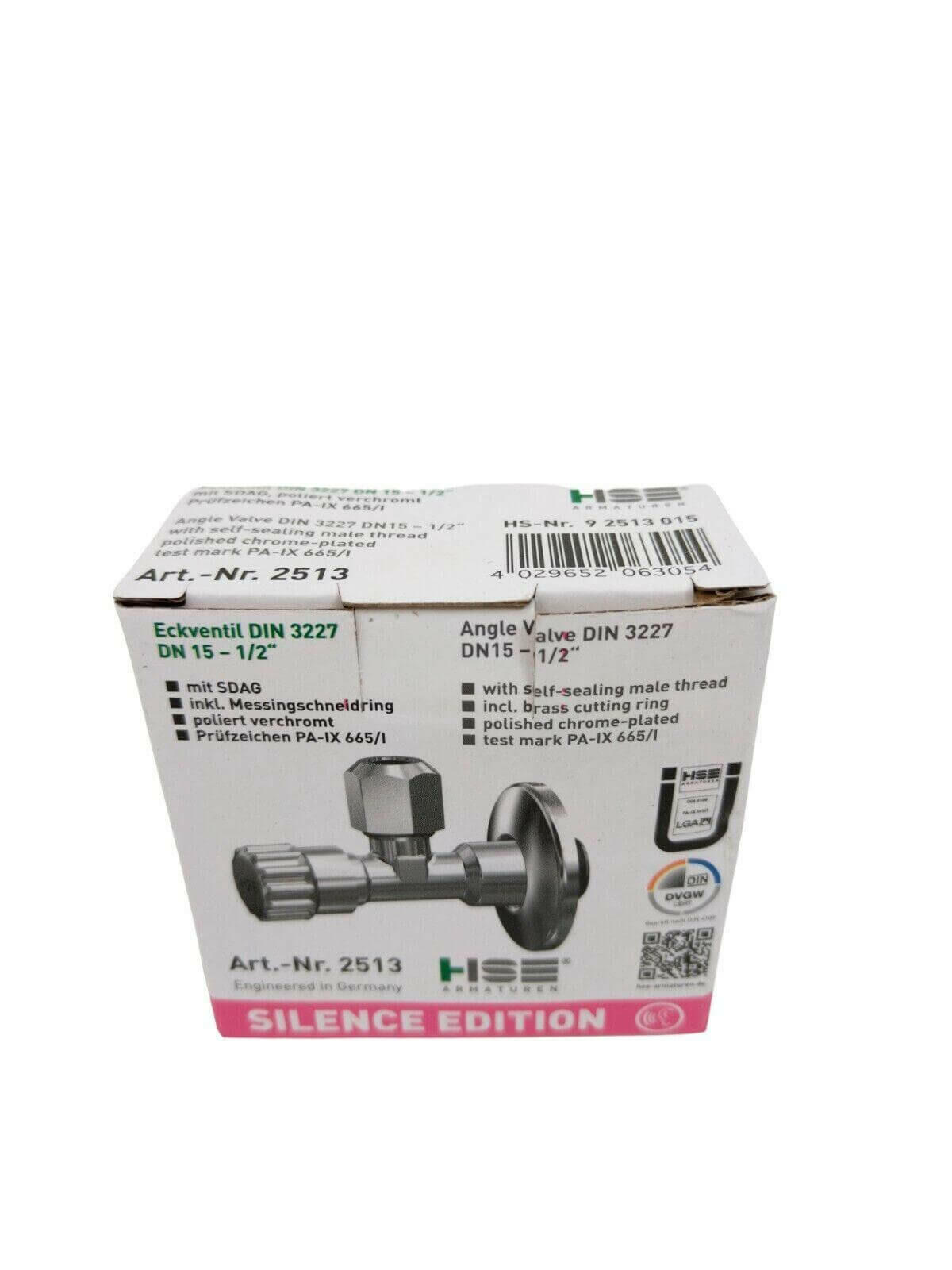 Eckventil 😌 (Art.-Nr. 2513) selbstdichtend, Messing verchromt, einfache Montage, Prüfzeichen PA-IX665. 💧🔩