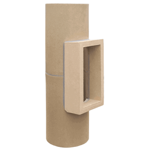 Tanfarbenes Rohr mit rechteckiger Öffnung für Keramikschornstein NIKO UNI Bausatz