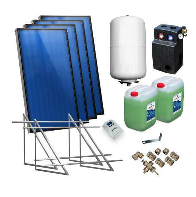 Solarpaket Flachkollektoren AMX2.51 10.12 m² für Flachdach.