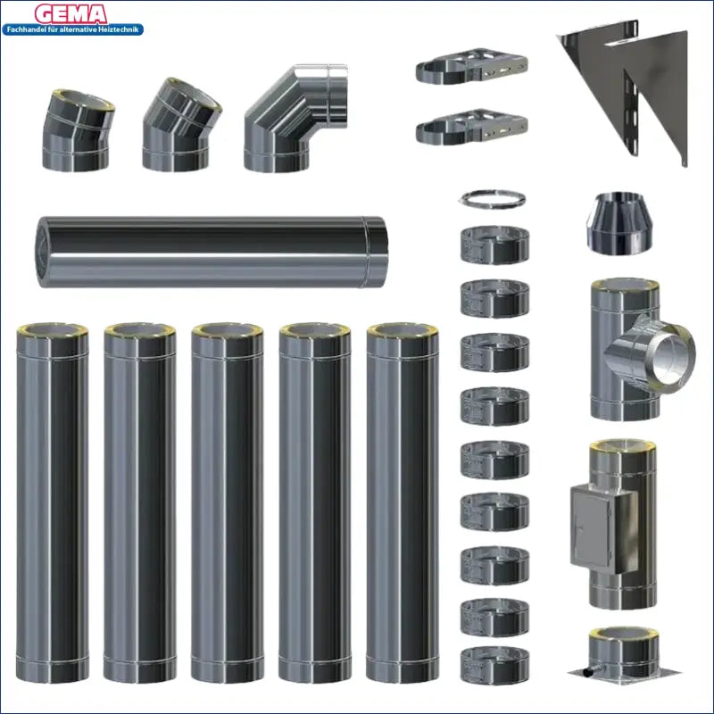 Assorted metal chimney components für Edelstahlschornstein doppelwandig mit verschiedenen Durchmessern