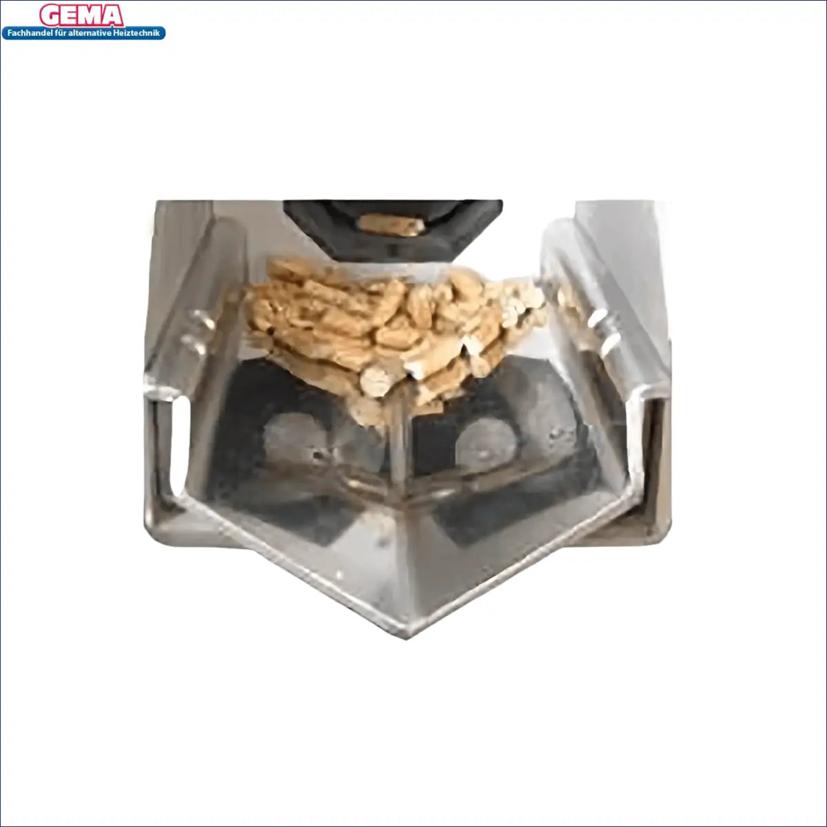 Metalpelletspender für Brennerschale bei Ecofire E1 Pelletbrenner Boilers