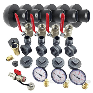 Plumbing manifold with valves and fittings for Thermoflux Pelling Komplettpaket Thermoflux