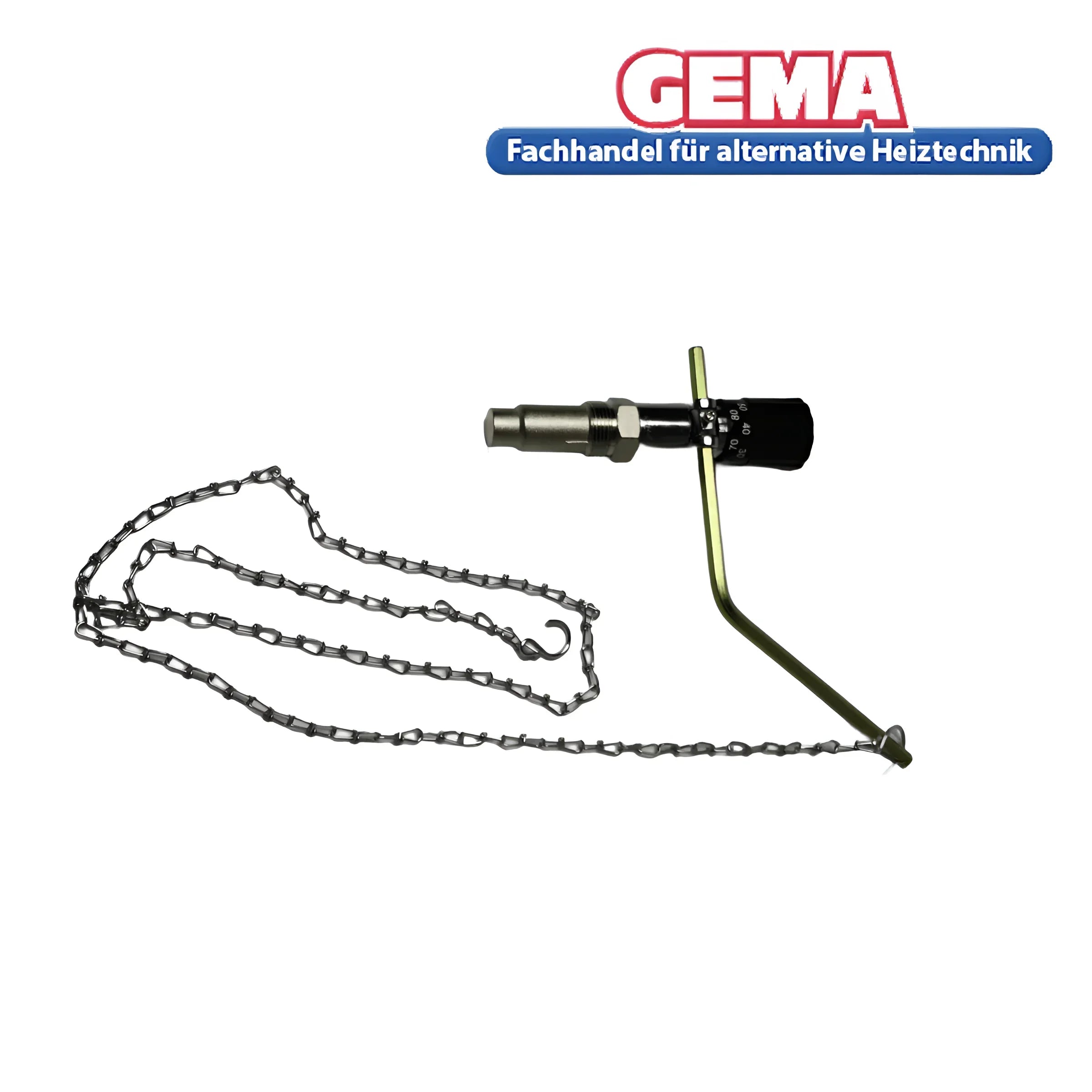Chain-operated valve with metal arm for Regulus Feuerzugregler and boilers control