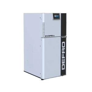 Weiße und schwarze Pelletkessel Evopell 8 kW – Effizient und modern