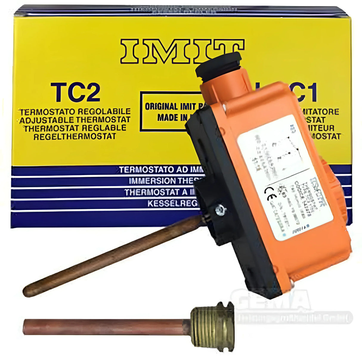 Regelthermostat inkl Tauchhülse für automatische Temperaturregelung 0°C-90°C.