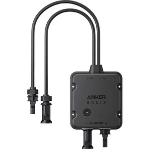 Schwarzer Anker Solix Solarbank E1600+17Y0 mit zwei Eingangs- und Ausgangskabeln