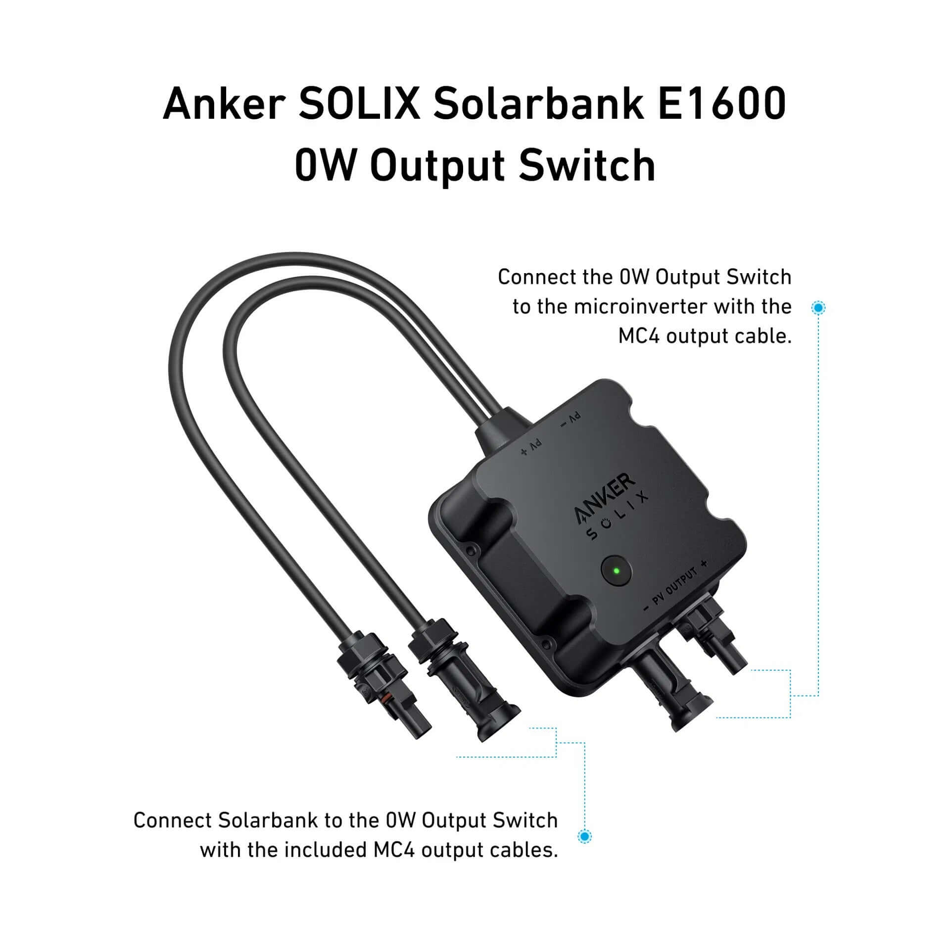 Anker SOLIX Solarbank E1600 0W Ausgangsschalter mit MC4 Kabeln für 1780Wp Balkonkraftwerk