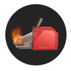 Red Pelletskesselsystem mit Flammen, Attack SLX, Attack SLX Kombi20, Komplettpaket Attack SLX