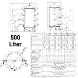 Riscaldamento della memoria del tampone d'acqua 500 litri