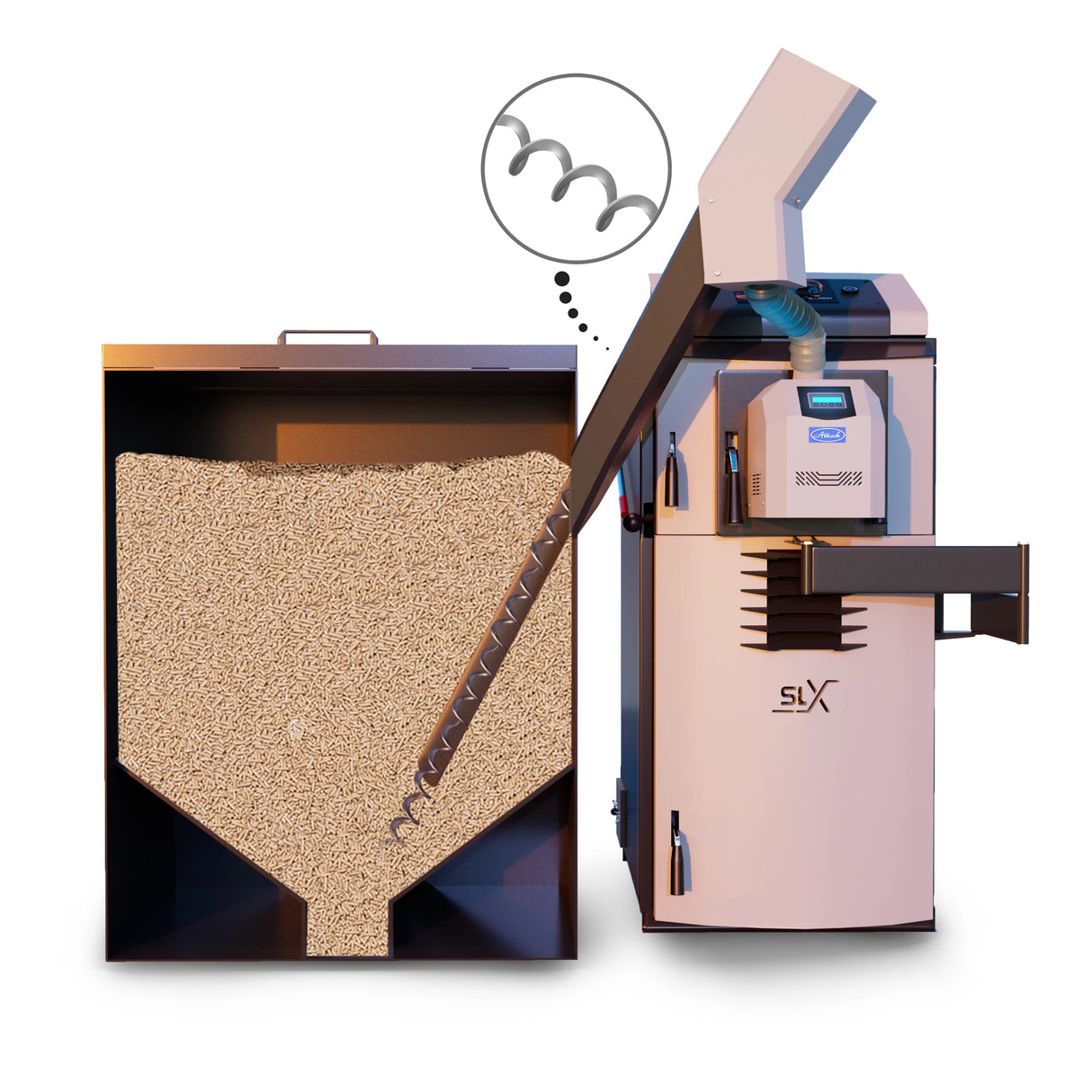 Kombineeritud katel Attack SLX 20 kW – puit ja pellet – tõhus & mitmekülgne