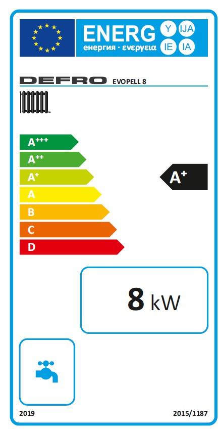 Energieeffizienzlabel für den DEFRO EVOPLL 8 Pelletkessel Evopell 8 kW – Modern und förderfähig