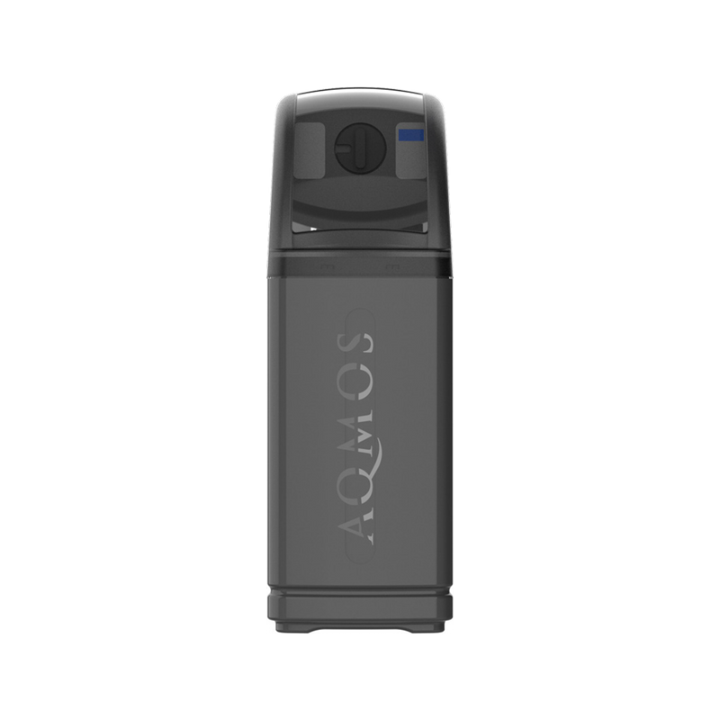 Impianto di addolcimento dell'acqua AQMOS R2D2-48 Black Edition Set con filtro di risciacquo, kit di collegamento e blocco di montaggio