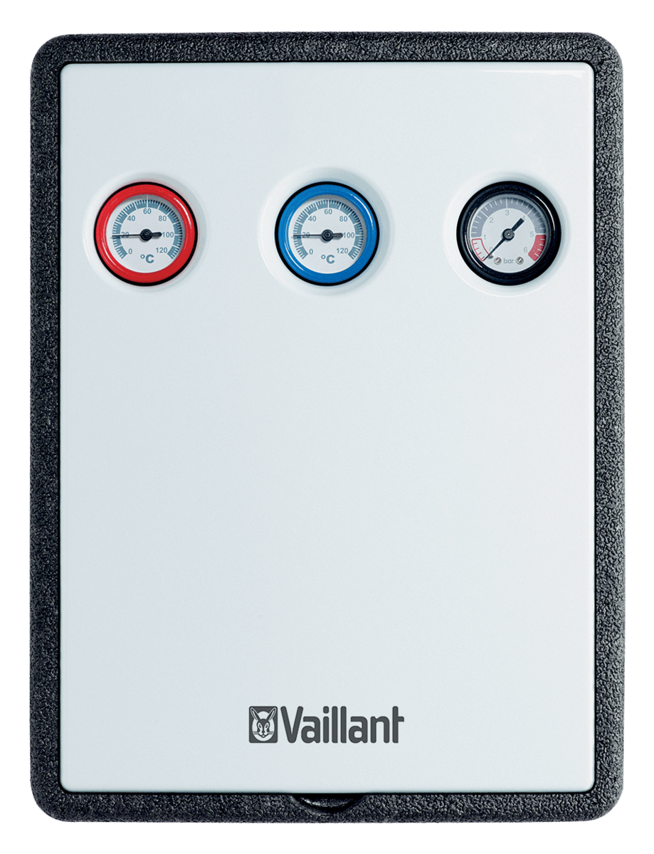Vaillant temperatur- und druckmessgerät mit 2 Manometern 🔴🔵 zur effizienten Überwachung von Solaranlagen.