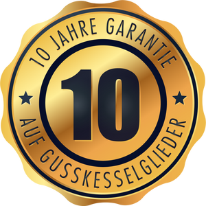 Goldener Garantiesiegel auf dem IBC Holzvergaserkessel GK-7k-Öko zeigt Qualität