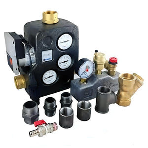 Plumbing manifold mit Messgeräten und Anschlüssen, Teil des Komplettpaket Thermoflux Pelling