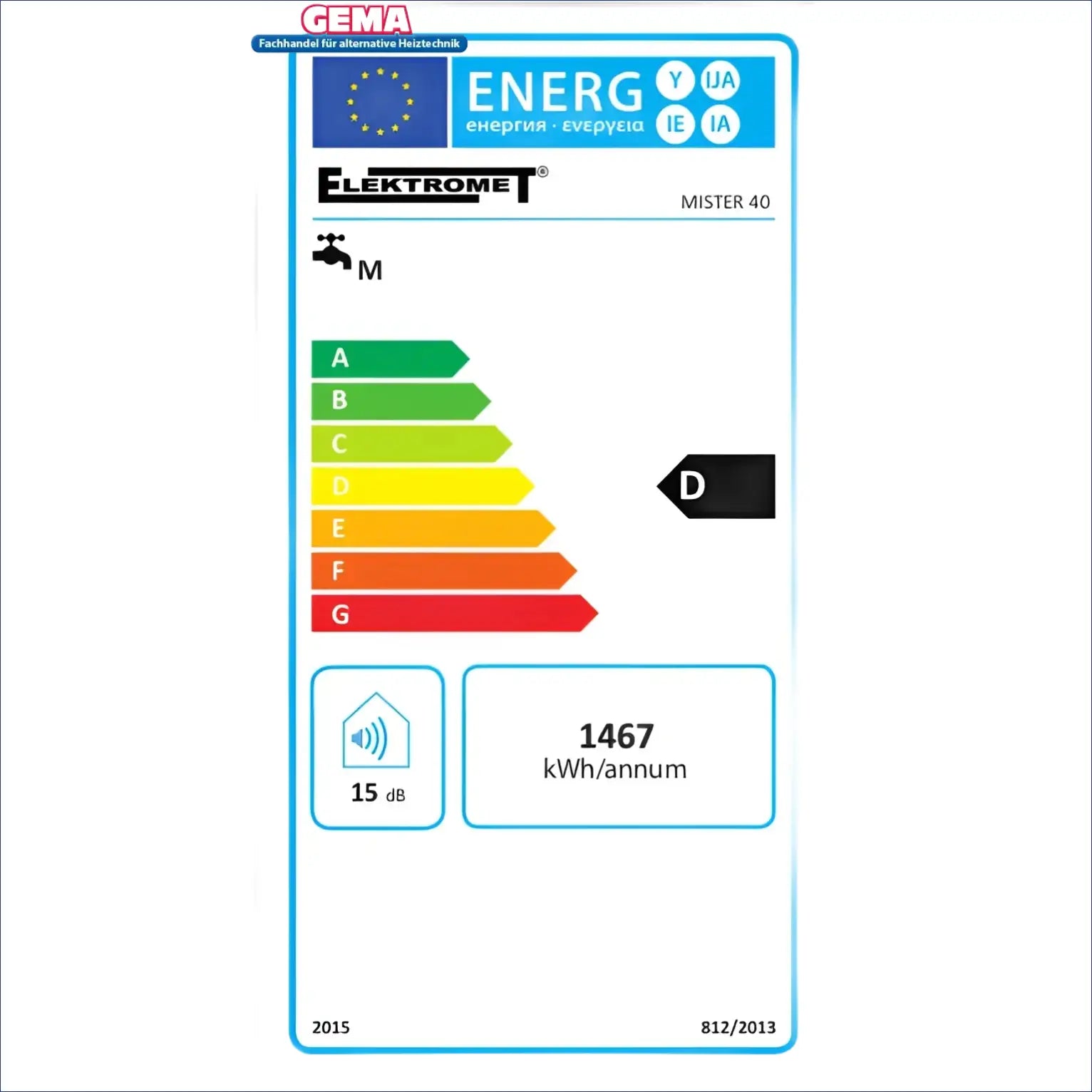 Energy efficiency label on Elektrohängespeicher Brauchwasserspeicher for Elektrospeicher Boiler