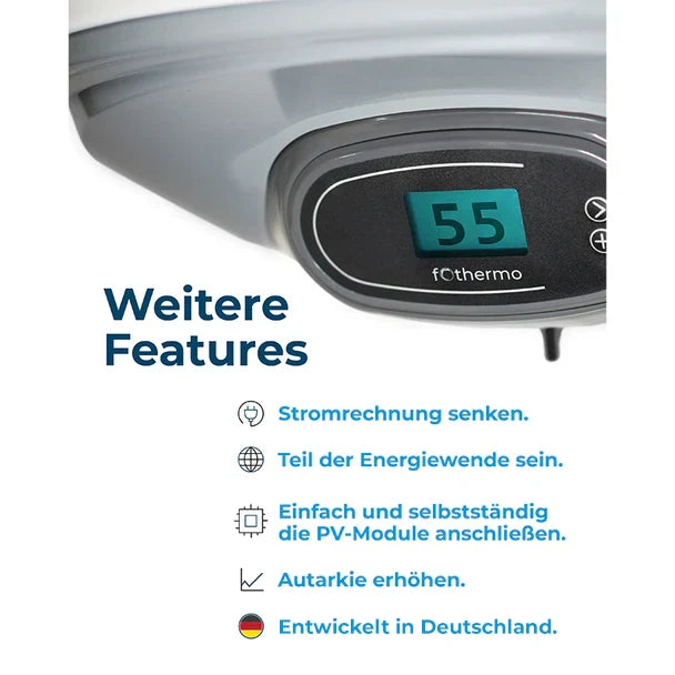 Solar-Hybridboiler fothermo PVB-80-AC – 80 Liter, 550 W PV / 1.500 W AC