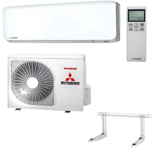 Mitsubishi Monosplit-Klimaanlage mit 🖥️ Fernbedienung und Außengerät für komfortable 🌬️ Raumklimatisierung.