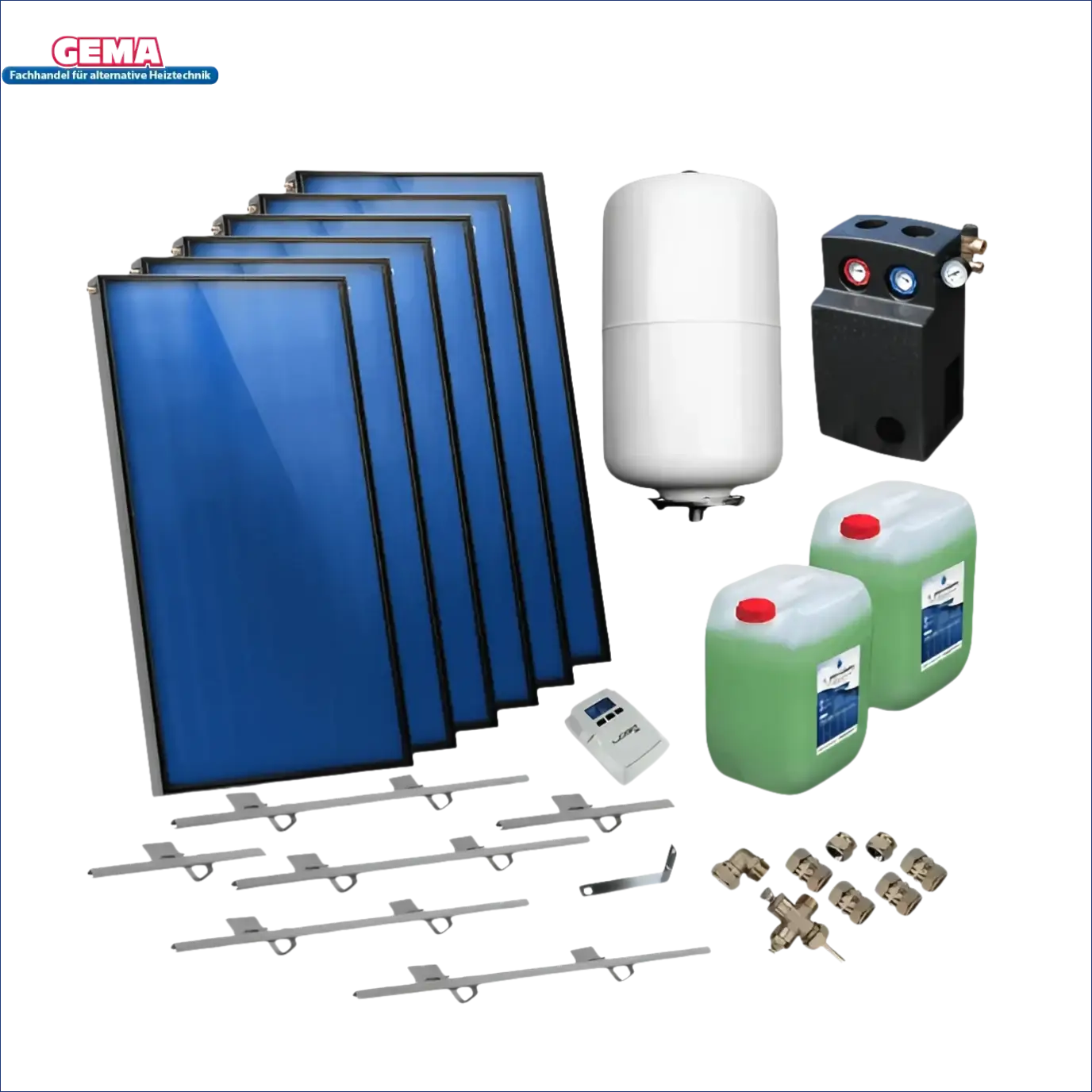 Solarthermie-Components des Solarpaket Flachkollektor AMX2.0 12.18 m² für Schrägdach