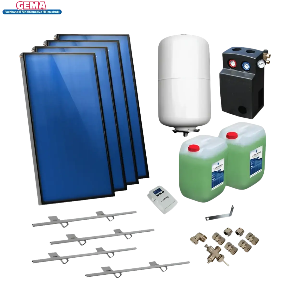 Solarwasserwärmepaket mit Flachkollektoren AMX2.51 für Schrägdächer