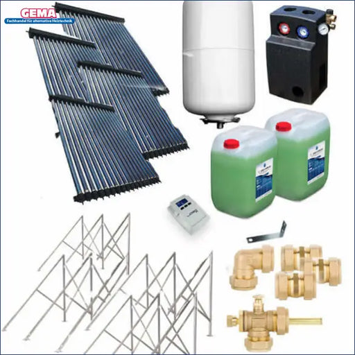 Solarpaket Röhrenkollektor HP22 🏠 für Flachdach mit 14,44 m², inkl. Wärmespeicher, Solarkollektoren ☀️ und Zubehör.