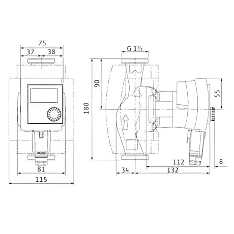 Umwälzpumpe Wilo Stratos Pico DN 25 Baulänge 180 mm.